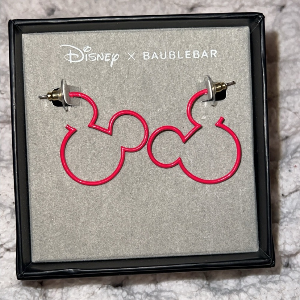 New Disney x Baublebar red mouse hoop ear earrings
